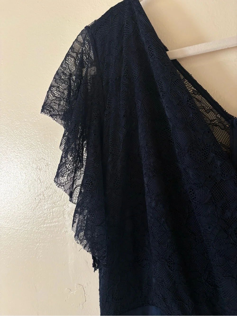 Miusol Navy Lace Bodice Maxi Gown Bow Waist Wedding Formal Size XL - Picture 5 of 7